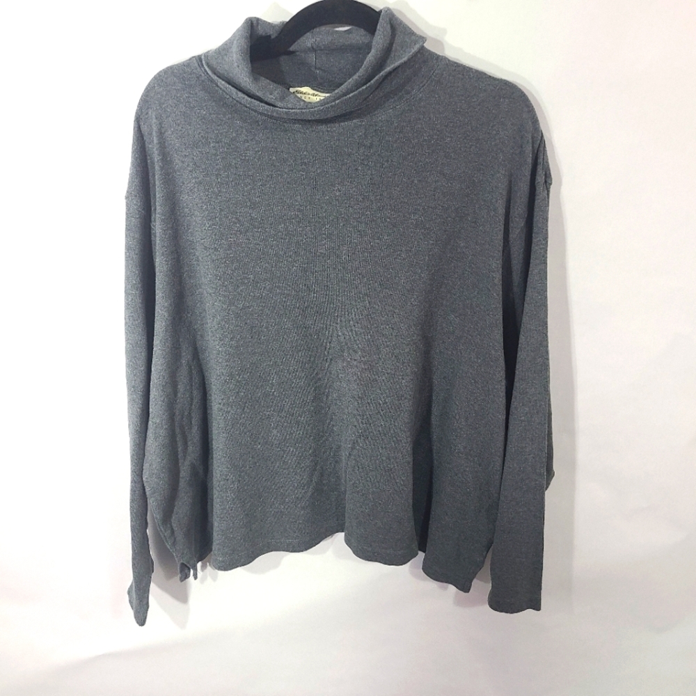 Eddie‎ Bauer Women's Size XXL Grey Long Sleeve Turtleneck Shirt Top Sweater